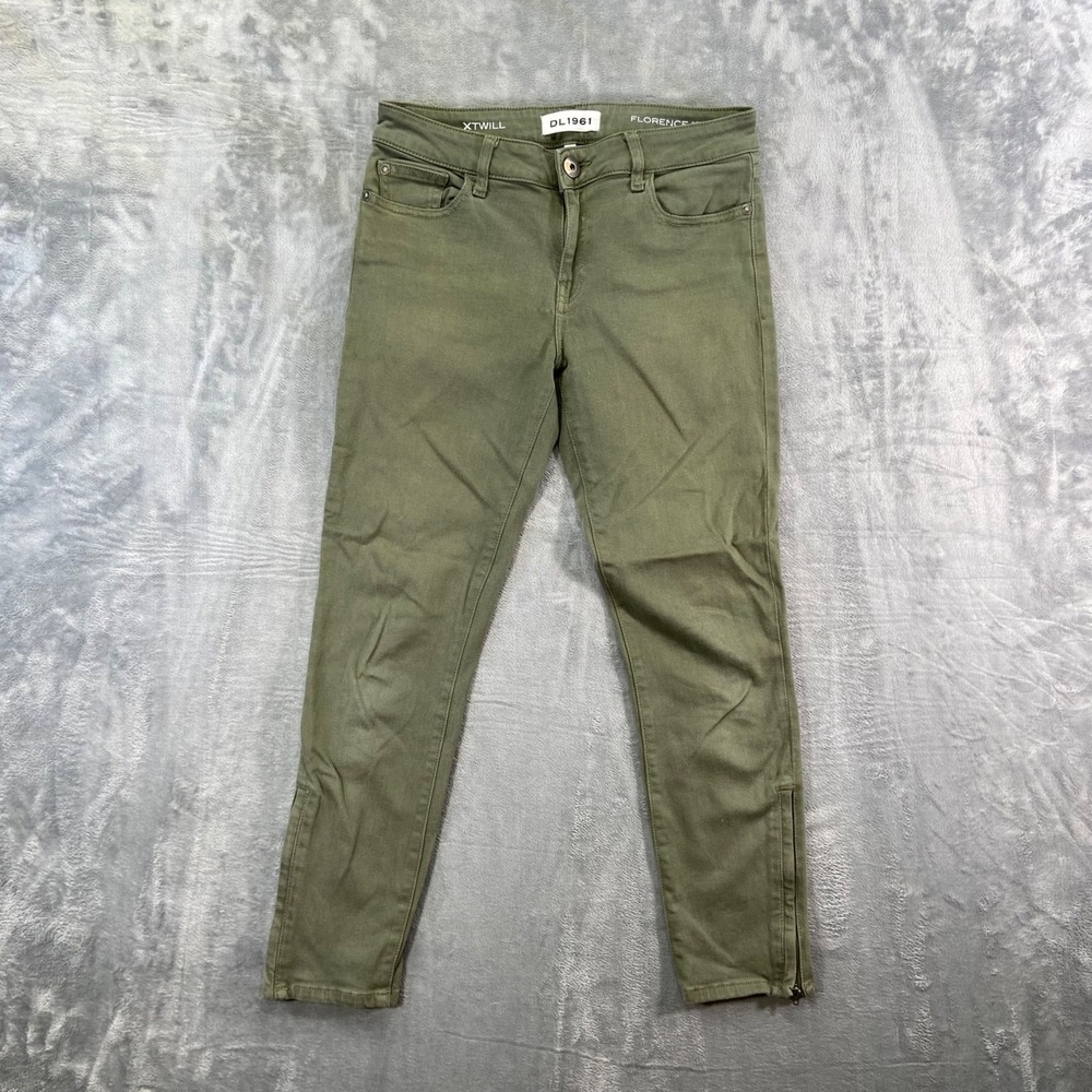 DL1961 Florence Instasculpt Cropped Jeans Women's Size 28 Green Cotton Blend
